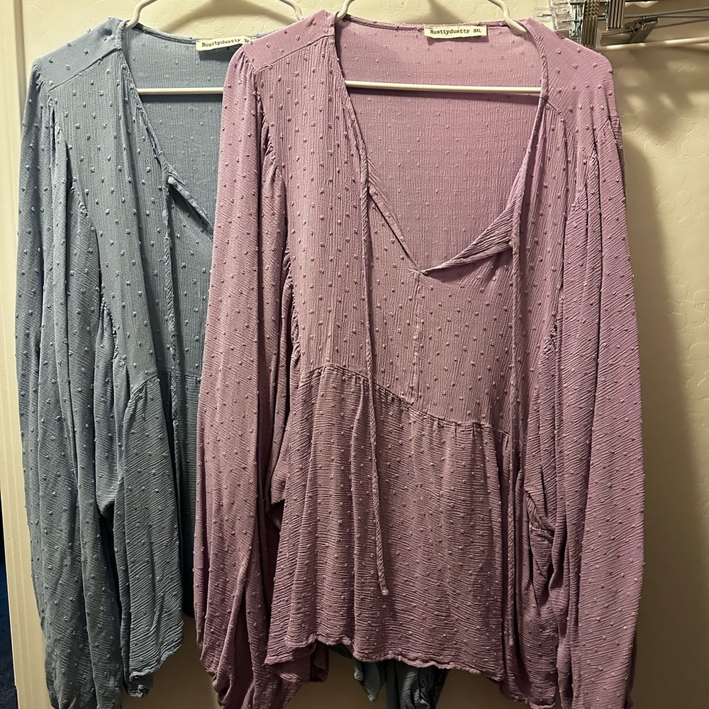 Textured V-Neck Blouse in Lavender and Steel by Anthropologie